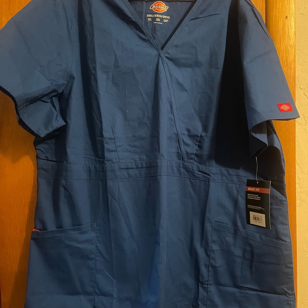 Dickies Scrubs 86706 V Neck Scrub Top Dickies EDS Signature Blue 2XL NWT